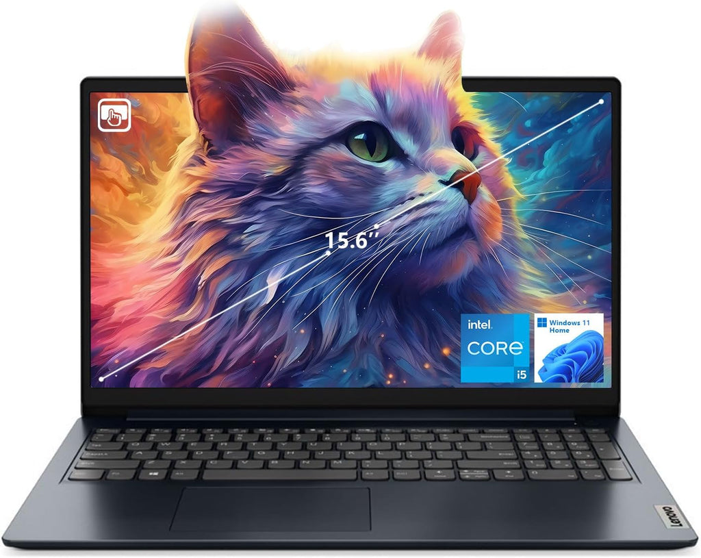 Lenovo IdeaPad 1i Laptop, 15.6" FHD Touchscreen, Intel Core i5-1235U Processor, 16GB RAM, 512GB SSD, Webcam, HDMI, Wi-Fi 6, Windows 11 Home, Blue