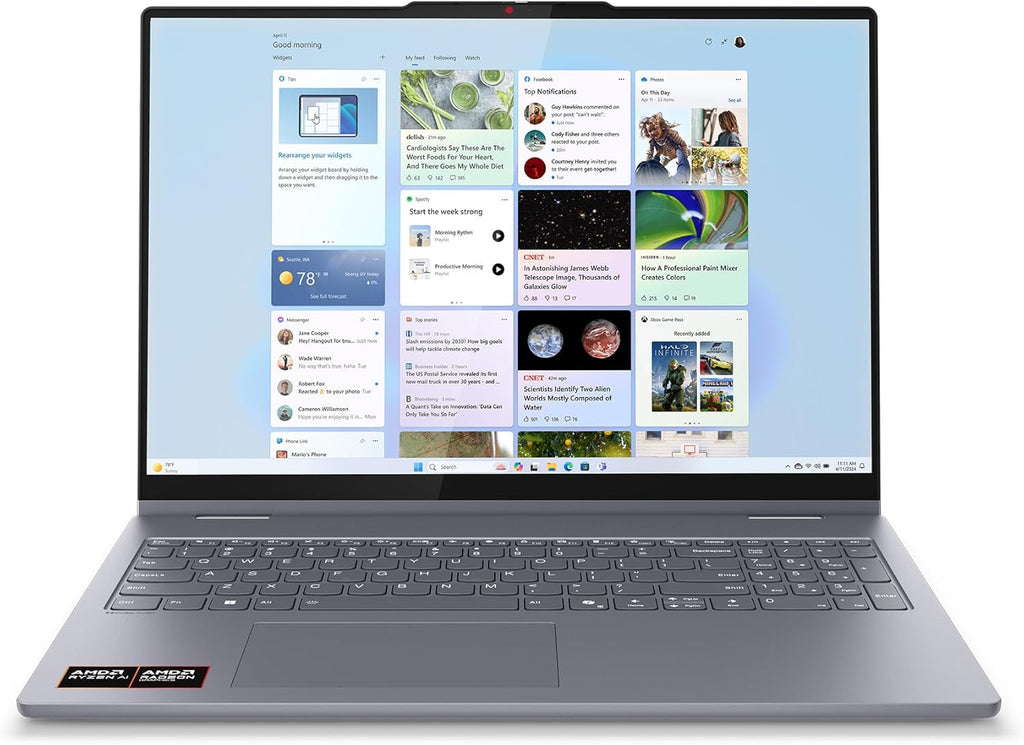 Lenovo IdeaPad 5 2-in-1 Laptop - Copilot+ PC - AMD Ryzen AI 5 340 CPU - 16" WUXGA IPS Touchscreen Display - 16GB RAM - 1TB Storage - AMD Radeon 840M GPU - Luna Grey
