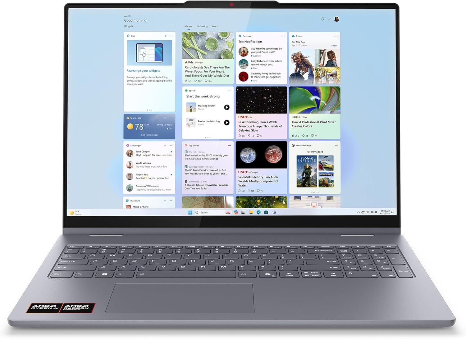 Lenovo IdeaPad 5 2-in-1 Laptop - Copilot+ PC - AMD Ryzen AI 5 340 CPU - 16" WUXGA IPS Touchscreen Display - 16GB RAM - 1TB Storage - AMD Radeon 840M GPU - Luna Grey