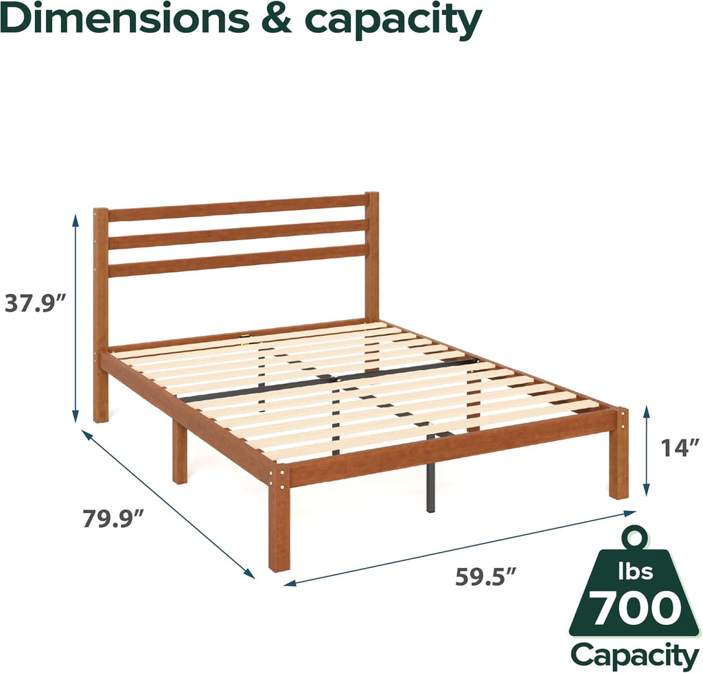 Zinus Leah Bamboo Platform Bed Frame with Headboard, No Box Spring Needed, Wood Slat Support, Easy Assembly, Queen