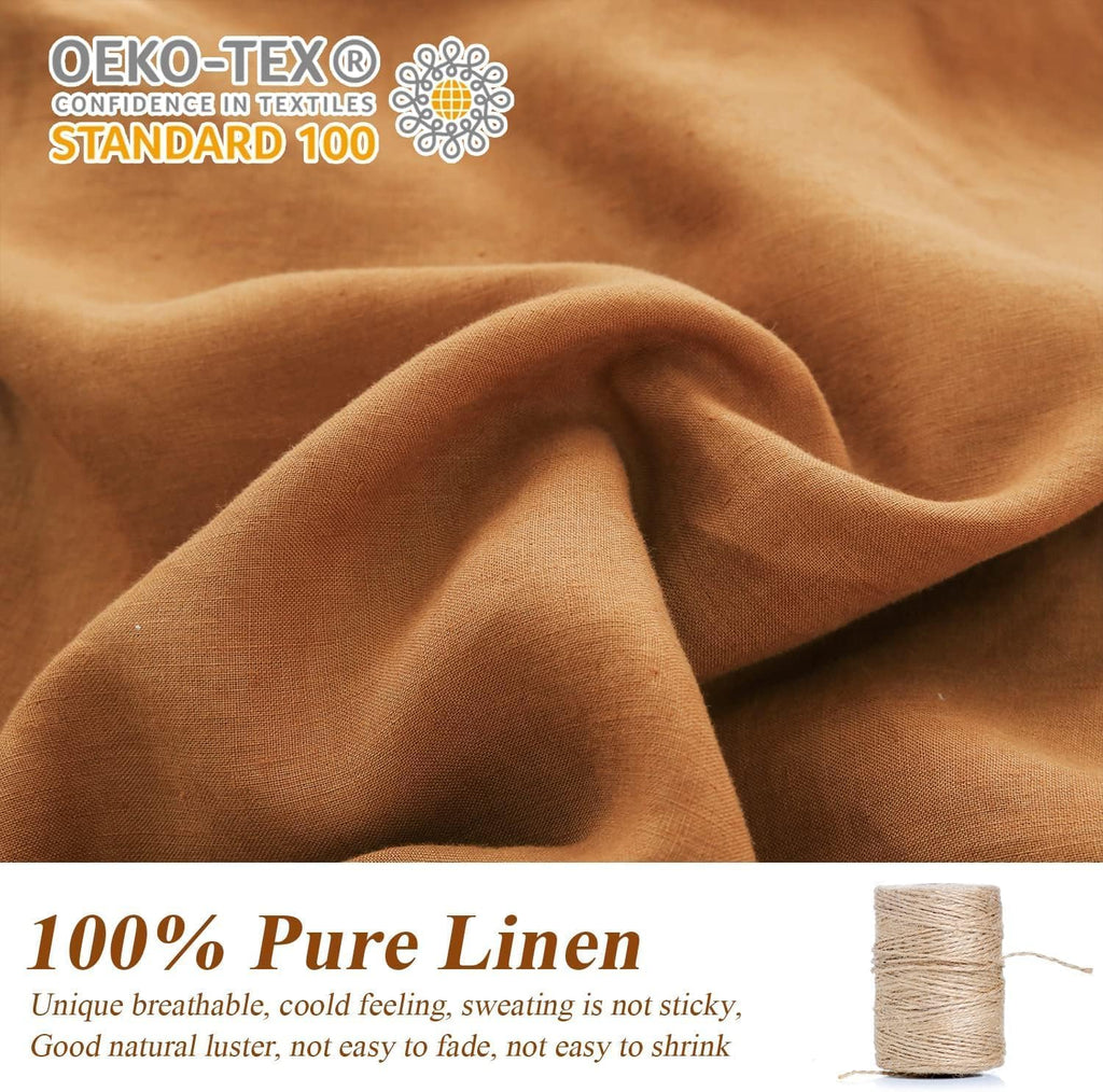 Simple&Opulence 100% Linen Duvet Cover Set 2pcs Natural French Basic Style Washed Flax Solid Color Breathable Soft Farmhouse Bedding with Button Closure (Rust, Twin)