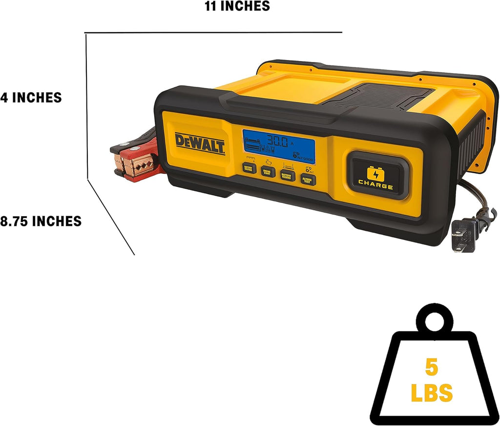 DeWalt DXAEC100 Professional 30 Amp Battery Charger, Battery Maintainer, Battery Trickle Charger