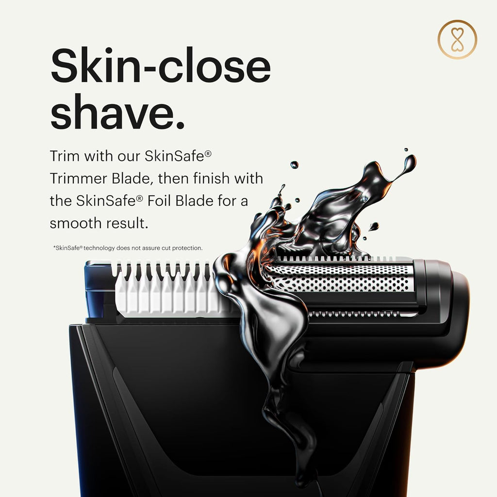 MANSCAPED® The Lawn Mower® 5.0 Ultra Groin & Body Hair Trimmer – Dual-Head SkinSafe® Trimmer & Foil Blades, Waterproof Wet/Dry Groomer, USB-C Rechargeable with Travel Case, Men's Ball Shaver, Black