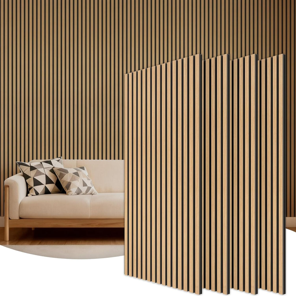 TONOR Wood Wall Panels for Interior Wall Decor, 4 Pack 47.2" x 23.6"(31ft²) Wood Slat Acoustic Panels, Soundproof Wall Panels for Noise Cancelling and Decoration, Living Room, Bedroom, Office, Teak