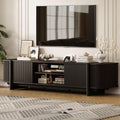 Vabches 70" Mid Century TV Stand for TVs up to 80 Inch,Fluted Entertainment Center with Storage and Adjustable Shelves,Modern Media Console Table for Living Room,Bedroom,Black