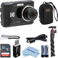 Kodak PIXPRO FZ45 Friendly Zoom 16MP Full HD Digital Camera, Bundle with 32GB Memory Card and Camera Bag, Flexible Tripod, and Card Reader (Black)