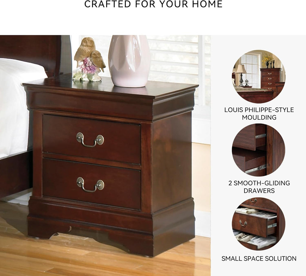 Signature Design by Ashley Alisdair Traditional 2 Drawer Nightstand, 23.75" Tall, Dark Brown