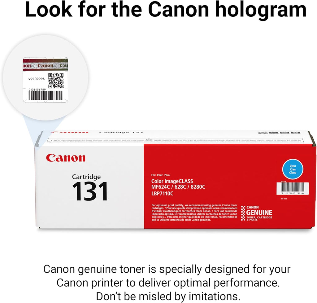 Canon Genuine 131 Cyan Toner Cartridge Compatible with MF620 Series, MF8280Cw, LBP7110Cw