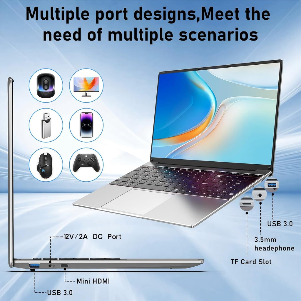 2026 Laptop Computer,15.6 Inch Windows 11 Pro Laptops with Microsoft Office,8GB RAM 256GB SSD,Intel Pentium Process,6H Battery,Mini HDMI,cam|Mic,Portable Thin for College Student Kids Business Work