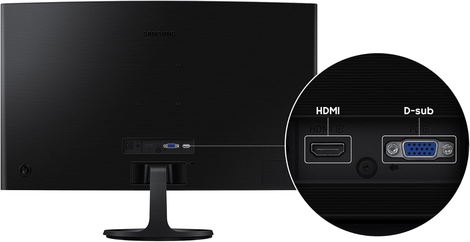 Samsung 27" Essential S3 (S36GD) Curved Monitor - FHD, 1800R Curved Screen, 100Hz, Eye Saver Mode, Game Mode, HDMI D-sub, LS27D36CGANXZA