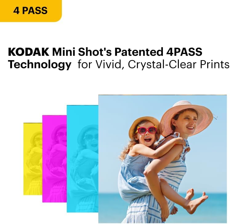 KODAK Mini 3 Retro 3x3'' Portable Photo Printer, 38 Sheets, Bluetooth Smartphone Printer for iPhone & Android, Instant Color Prints, 4PASS Dye Sublimation, Yellow