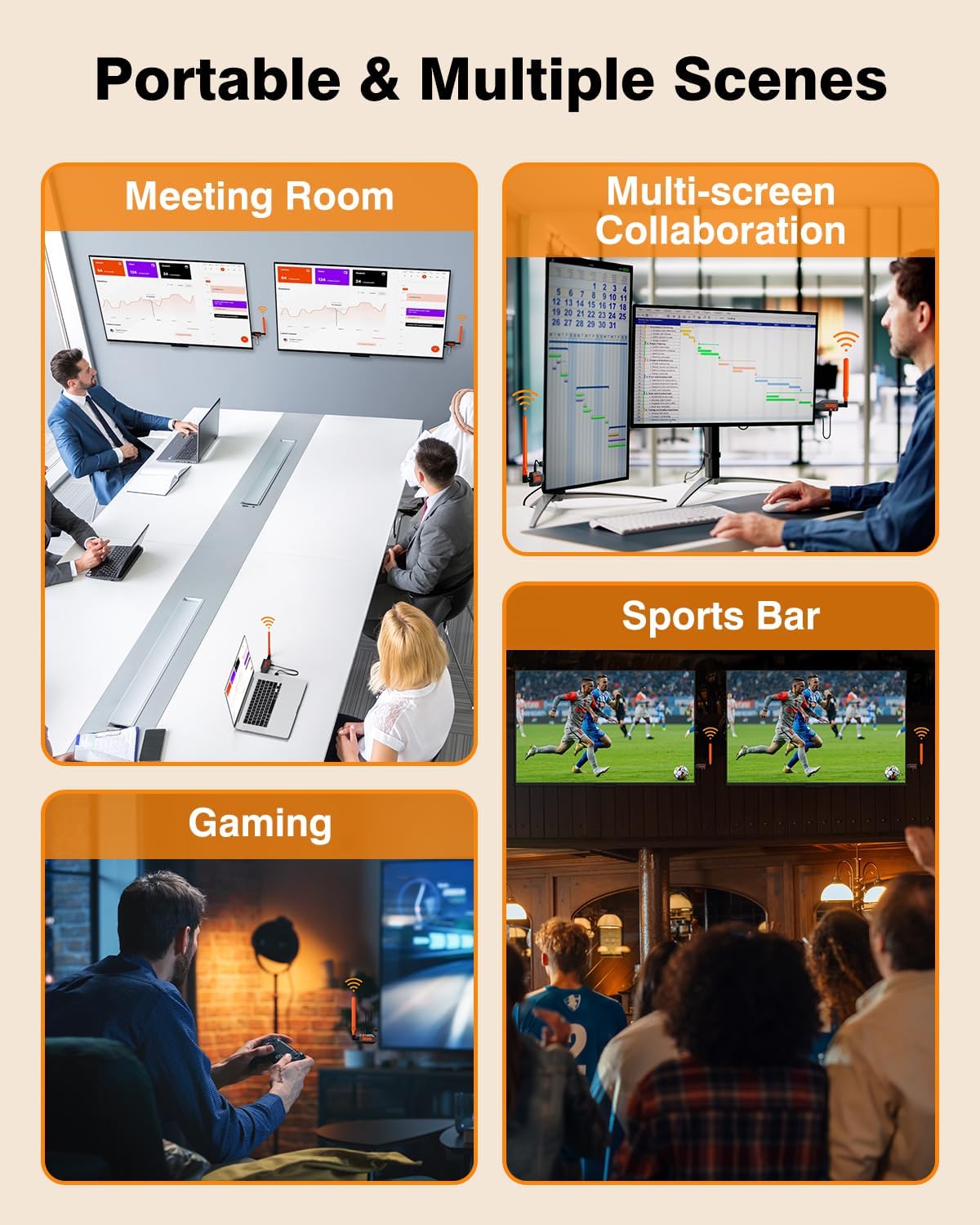 Coolpie Wireless HDMI Transmitter and 3 Receivers: 4K Decode 1080P Full HD Output, 350FT/100M Long Range, 5.8G Extender Plug & Play Low Lag for Streaming Video/Audio Multiple TV/Monitor/Projector