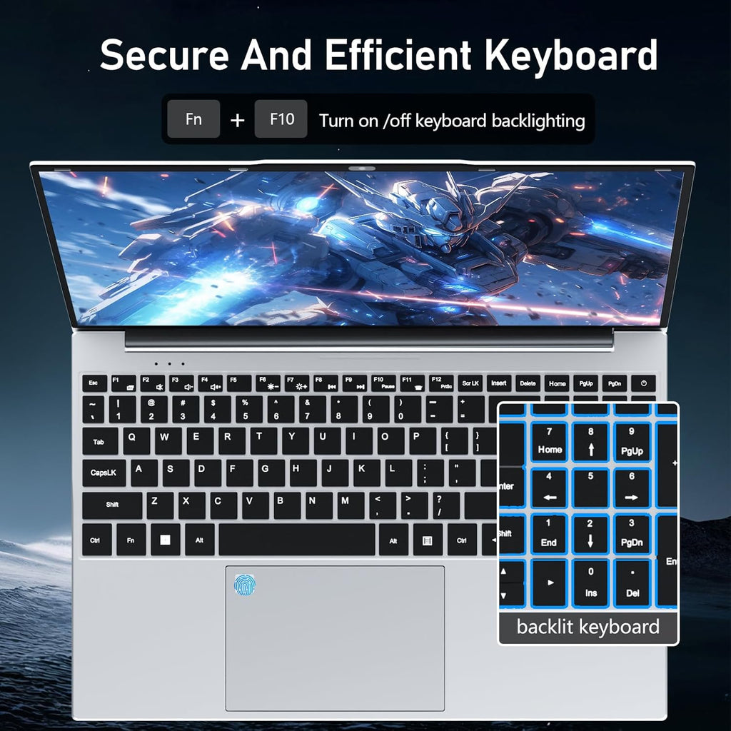 15.6 inch Laptops 16GB RAM DDR4 512GB SDD Portable Laptop Computer Cerelon N5095 Processor FHD 1920 * 1080 Laptop PC with Touch ID, WiFi5, BT4.2, USB 3.0,Traditional Laptops Computer