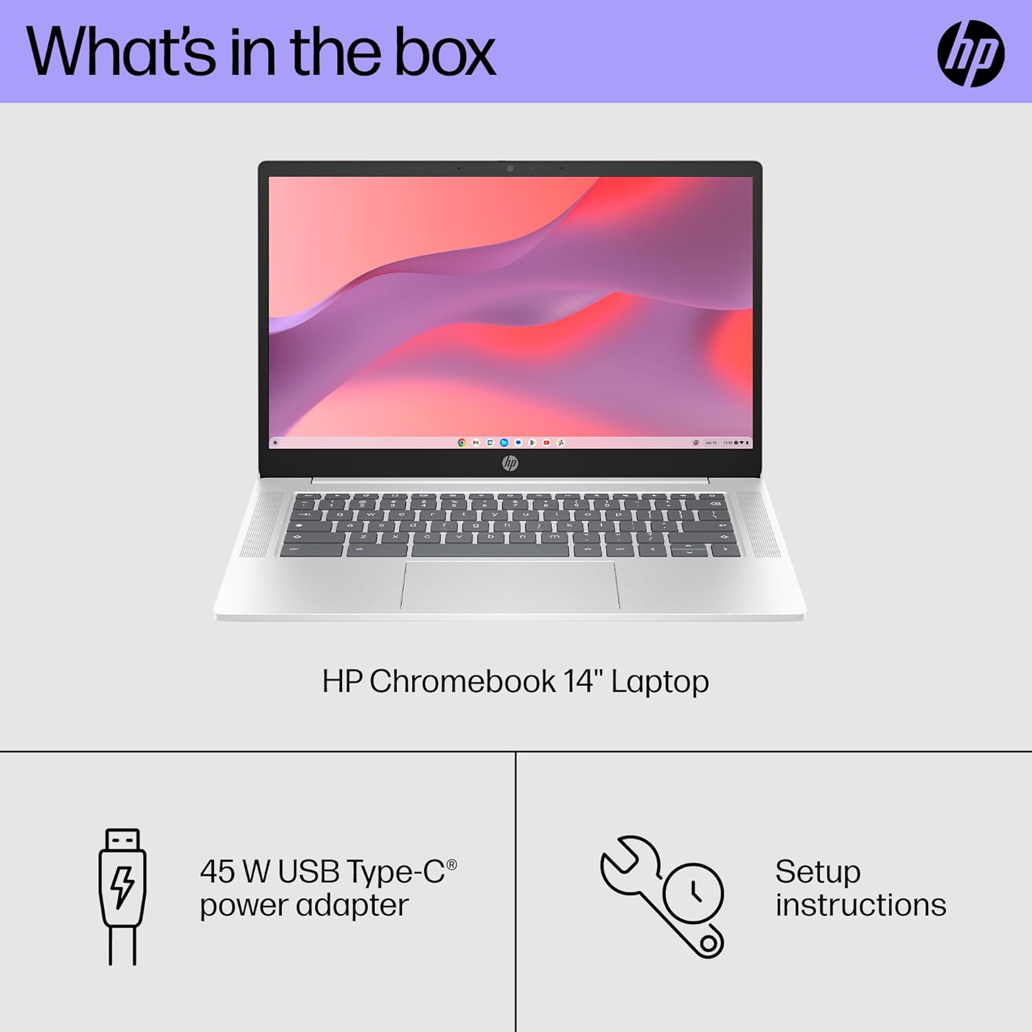 HP Chromebook 14 inch Laptop, FHD Display, Intel N100, 4 GB RAM, 64 GB eMMC, Intel UHD Graphics, Chrome OS 14a-nf0009nr (2024)