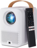KODAK FLIK HD9 Smart Projector - White, 1080p HD - Smart TV with Android TV 10 & Google Assistant Remote - Portable Mini Projector 40"-150" Projection Range - Wi-Fi & Bluetooth 5.0 Wireless Casting