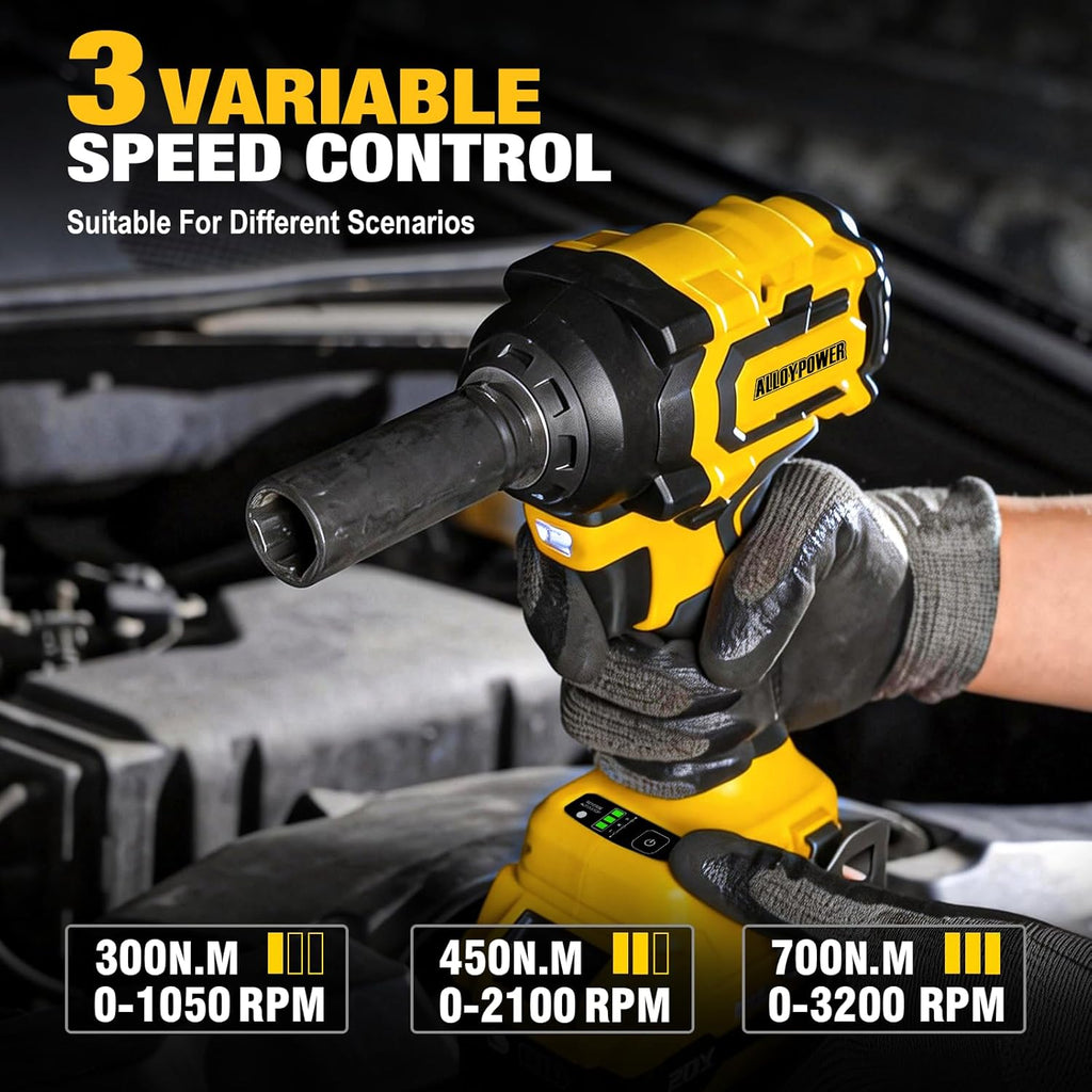 1/2'' Brushless Impact Wrench 516 ft-lbs(700 Nm) and 3/8'' Cordless Ratchet Wrench 44 ft-lbs (60 Nm),20V Wrench Combo Set, with Variable Speed, LED Light, 4.0Ah &2.0Ah Battery, Charger