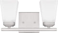 HomePlace by Capital Lighting 114421BN-334 Baxley Modern Soft White Glass Bathroom Vanity Wall Light, 2-Light 200 Total Watts, 7" H x 13" W, Brushed Nickel