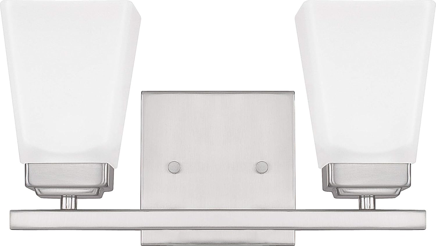 HomePlace by Capital Lighting 114421BN-334 Baxley Modern Soft White Glass Bathroom Vanity Wall Light, 2-Light 200 Total Watts, 7" H x 13" W, Brushed Nickel