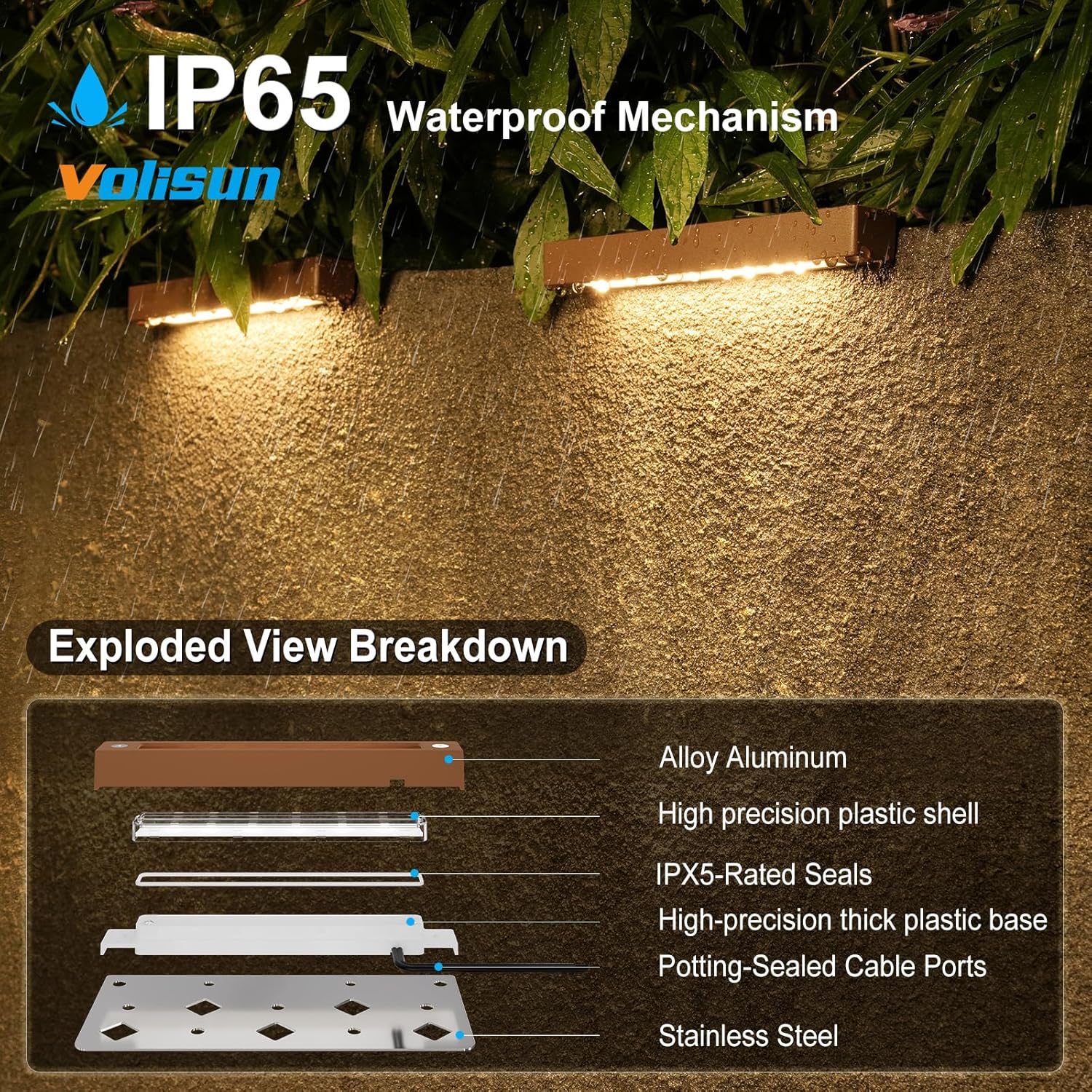 VOLISUN 12 Pack 7 Inch Retaining Wall Lights, Waterproof LED Hardscape Lighting, Cuttable Low Voltage Landscape Lighting, 12V Paver Lights, 3W Outdoor Step Lights, 2700K Soft White, ETL
