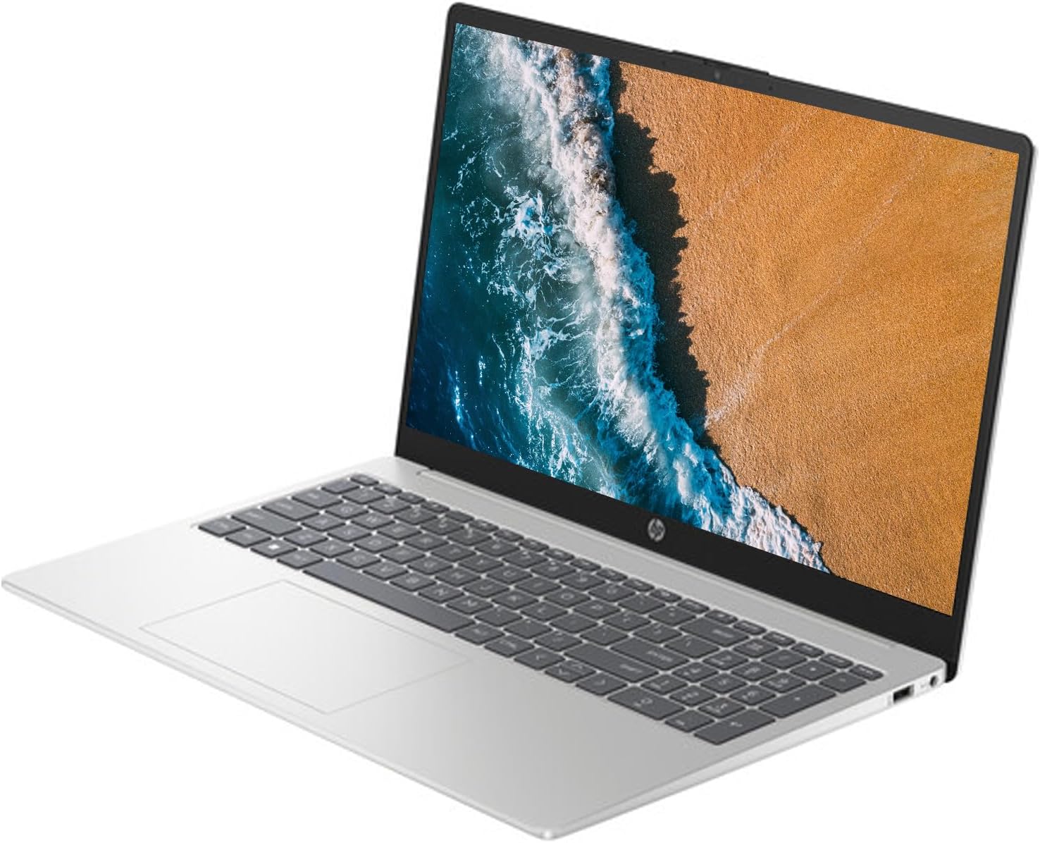 HP 15.6" Portable Laptop, HD Display, Intel Quad-Core N200 Processor, 16GB RAM, 128GB Storage, Wi-Fi 6, Webcam, HDMI, Numeric Keypad, Windows 11 Home, Silver