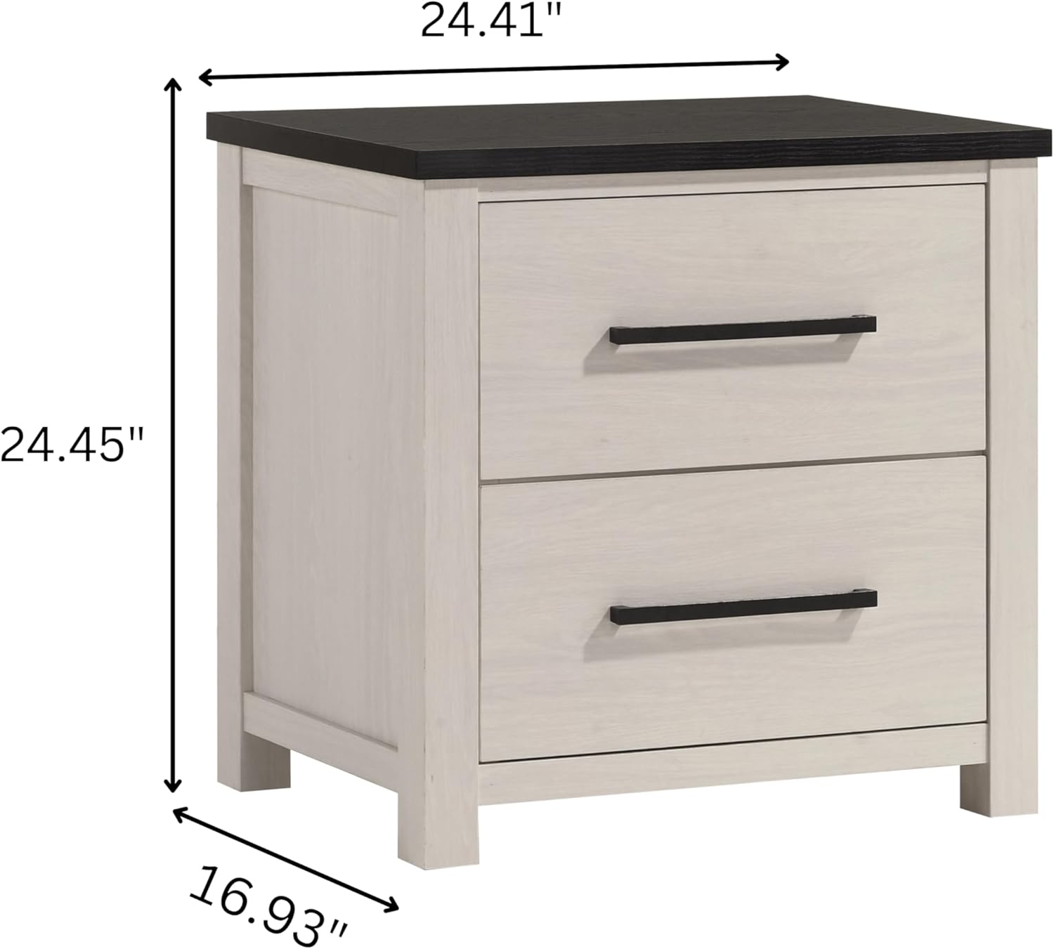 Roundhill Furniture Realynn 3-Piece Wood Bedroom Set, Queen Size Panel Bed with 2 Nightstands, Off-White Finish