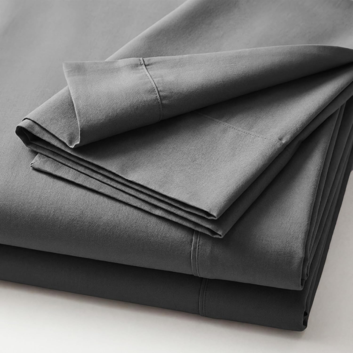 Superior Cotton Blend 800 Thread Count Sheet Set, Bedding Basics, Bedroom Essentials, Includes 1 Fully Elastic Deep Pocket Fitted Sheet, 1 Flat Sheet, 2 Pillowcases, Full, Grey