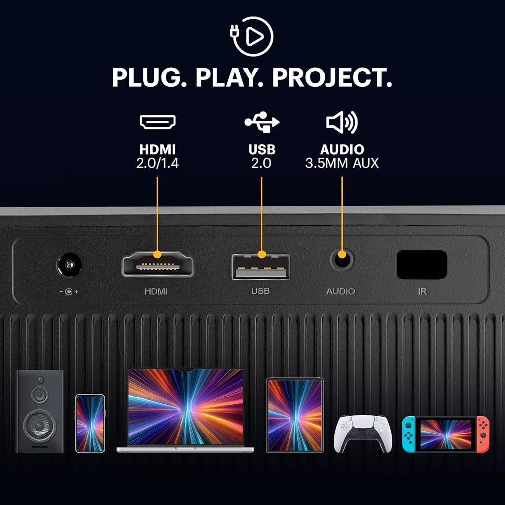 KODAK Flik X20 1080p Smart Projector - Black, 3.9 lb - Built-In ATV Dongle with Projector Apps - Android TV 12 & Google Assistant for Smart Wi-Fi Display - HDR10+ & 4K Decode for 1080p Display