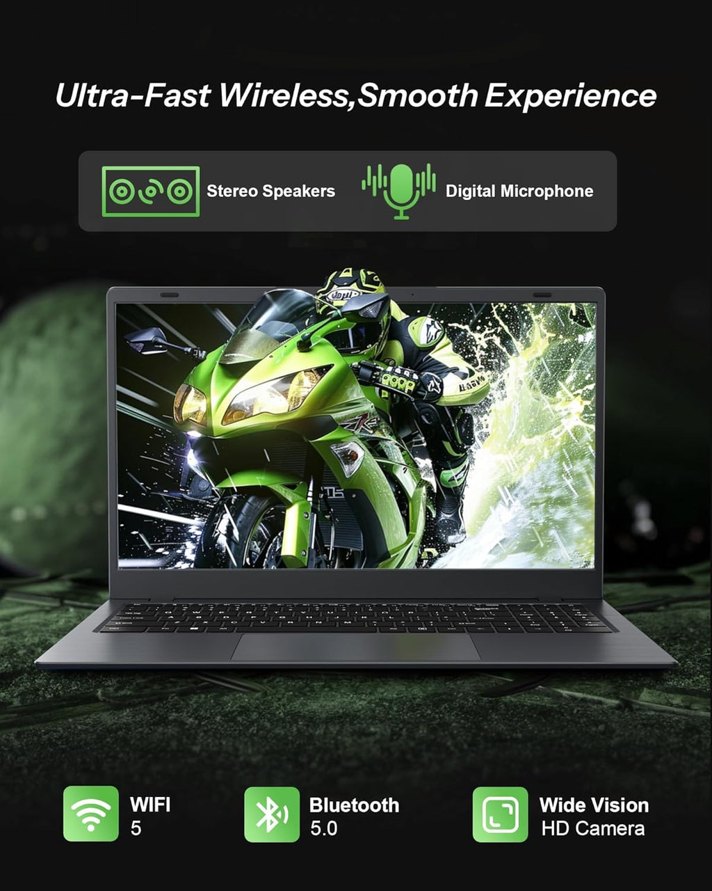 15.6 Inch Laptop with Pentium Gold 6500Y(Up to 3.4GHz), 8GB RAM 256GB SSD,1080P Full HD, USB-C,WiFi 5,BT5.0,Gray Computer Laptops for School, Business