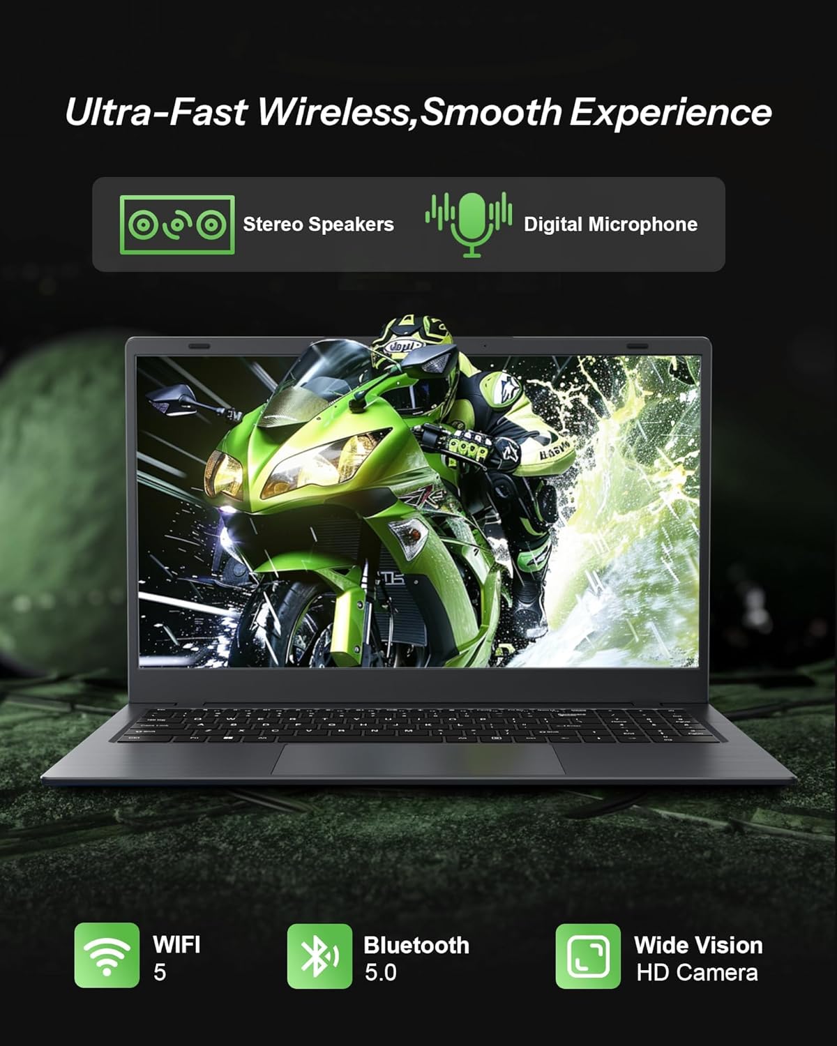 15.6 Inch Laptop with Pentium Gold 6500Y(Up to 3.4GHz), 8GB RAM 256GB SSD,1080P Full HD, USB-C,WiFi 5,BT5.0,Gray Computer Laptops for School, Business