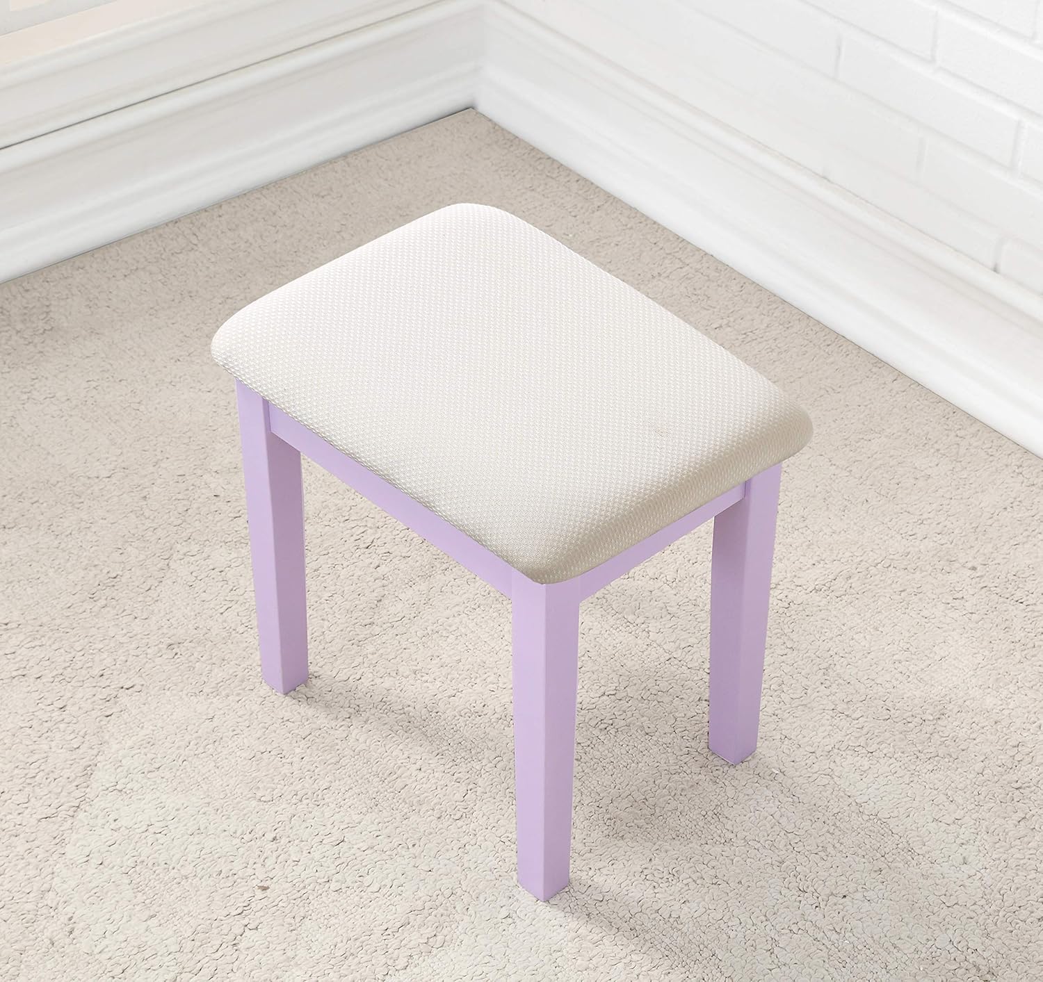 Roundhill Furniture Moniys Wood Moniya Makeup Vanity Table and Stool Set, Purple
