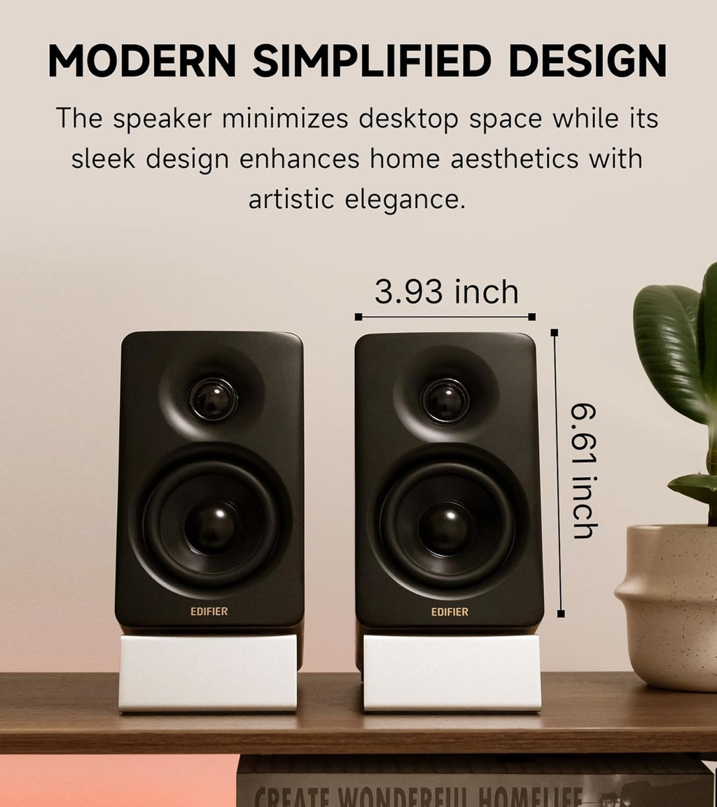 Edifier M60 Multimedia Speaker Bluetooth 5.3, 66W RMS, Hi-Res Audio & Hi-Res Wireless Audio, LDAC,3" Mid Bass & 1" Tweeter, USB-C & Aux Inputs, Compact Desktop Speaker – Classic Oak (Renewed)