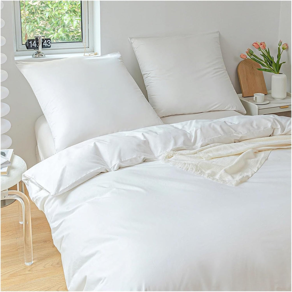 MaiyO 3 Piece Bed Sheet Pillowcase Cotton Bedding Solid Color Twin Single Queen Size,duvets