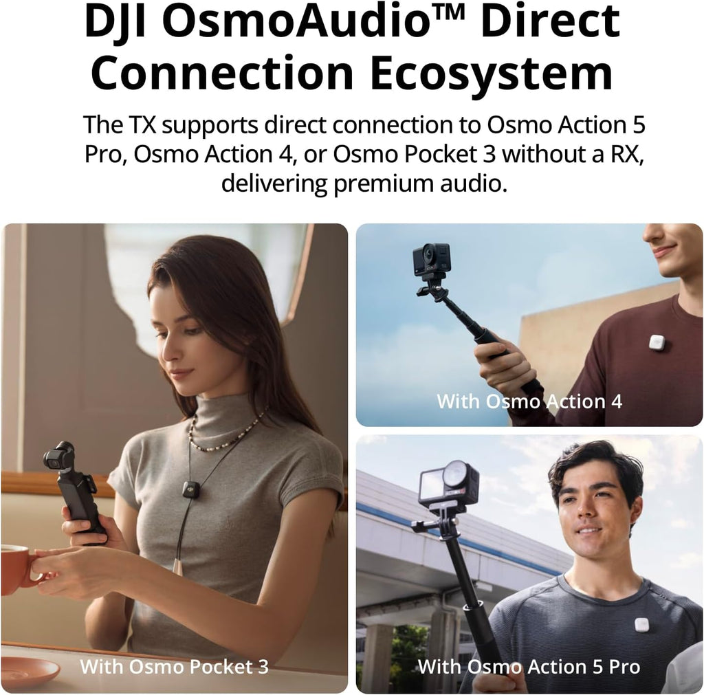 DJI Mic Mini (2 TX + 1 RX + Charging Case) Wireless Lavalier Microphone, Ultralight, Noise Cancelling, Up to 48-Hour Battery Life Bundle with 2 x Deco Gear Lapel Microphone and 5" EVA Case