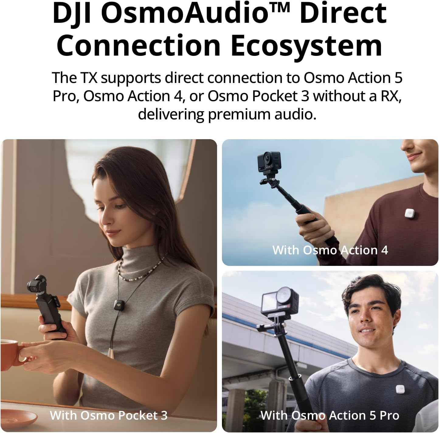 DJI Mic Mini (2 TX + 1 RX + Charging Case) Wireless Lavalier Microphone, Ultralight, Noise Cancelling, Up to 48-Hour Battery Life Bundle with 2 x Deco Gear Lapel Microphone and 5" EVA Case