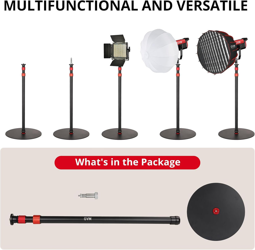 GVM YB2L200 79.9in Heavy Duty Light Stand Kit (2-Pack), Round Base Monopod, 10kg Load Capacity, Flat Base for Stability, for Video Recording, Live Streaming, Interviews & Photography Studio