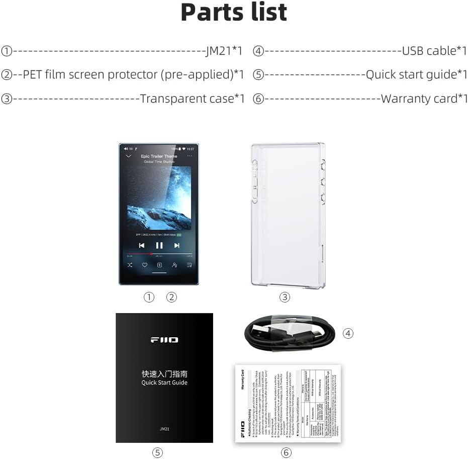 160G MP3 Player, JadeAudio/FiiO JM21(3+32G) Android 13 Hi-Res Music Player with Snapdragon 680, Bluetooth WiFi USB DAC 12.5H Playtime, up to 2TB (Black with 128G SD Card)