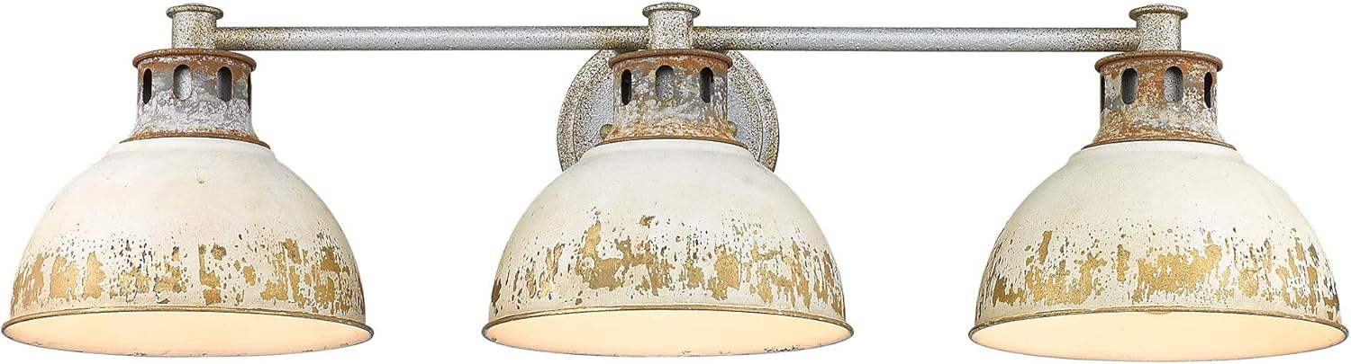 Kinsley 3 Light Bath Vanity Aged Galvanized Steel with Antique Ivory