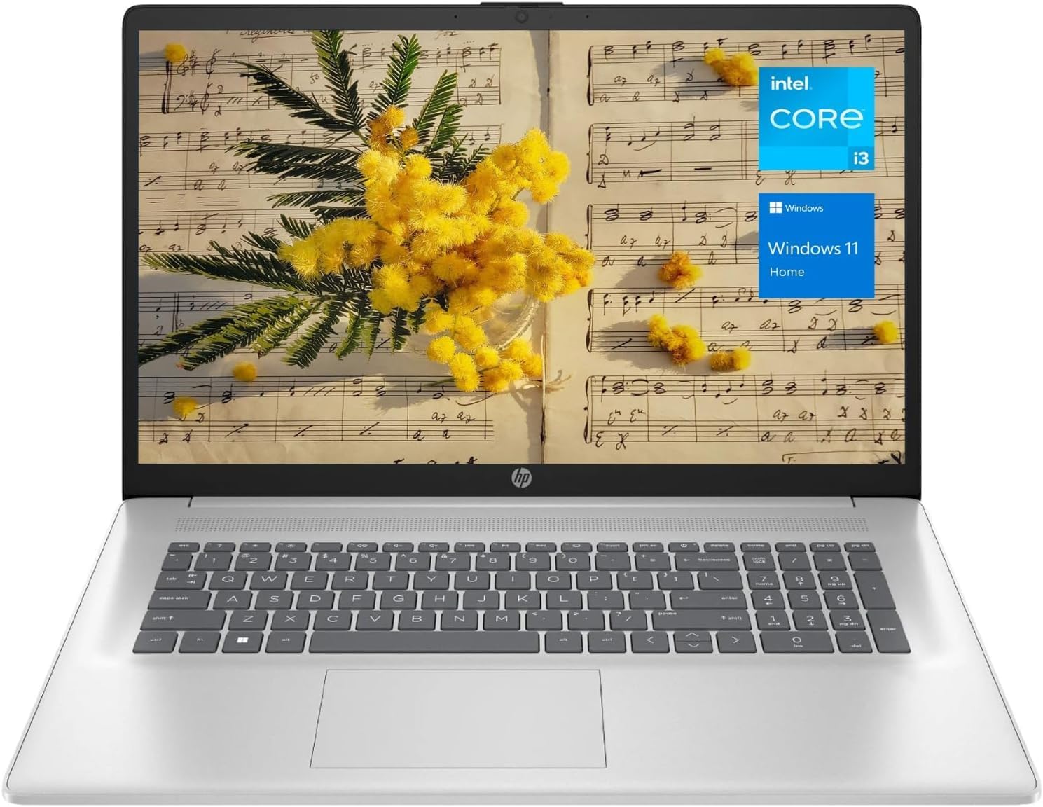 HP Essential 17.3" FHD Laptop, Intel Core i3-1215U, 8GB RAM, 512GB PCIe SSD, Numeric Keypad, Webcam, Wi-Fi, HDMI, Windows 11 Home, Silver