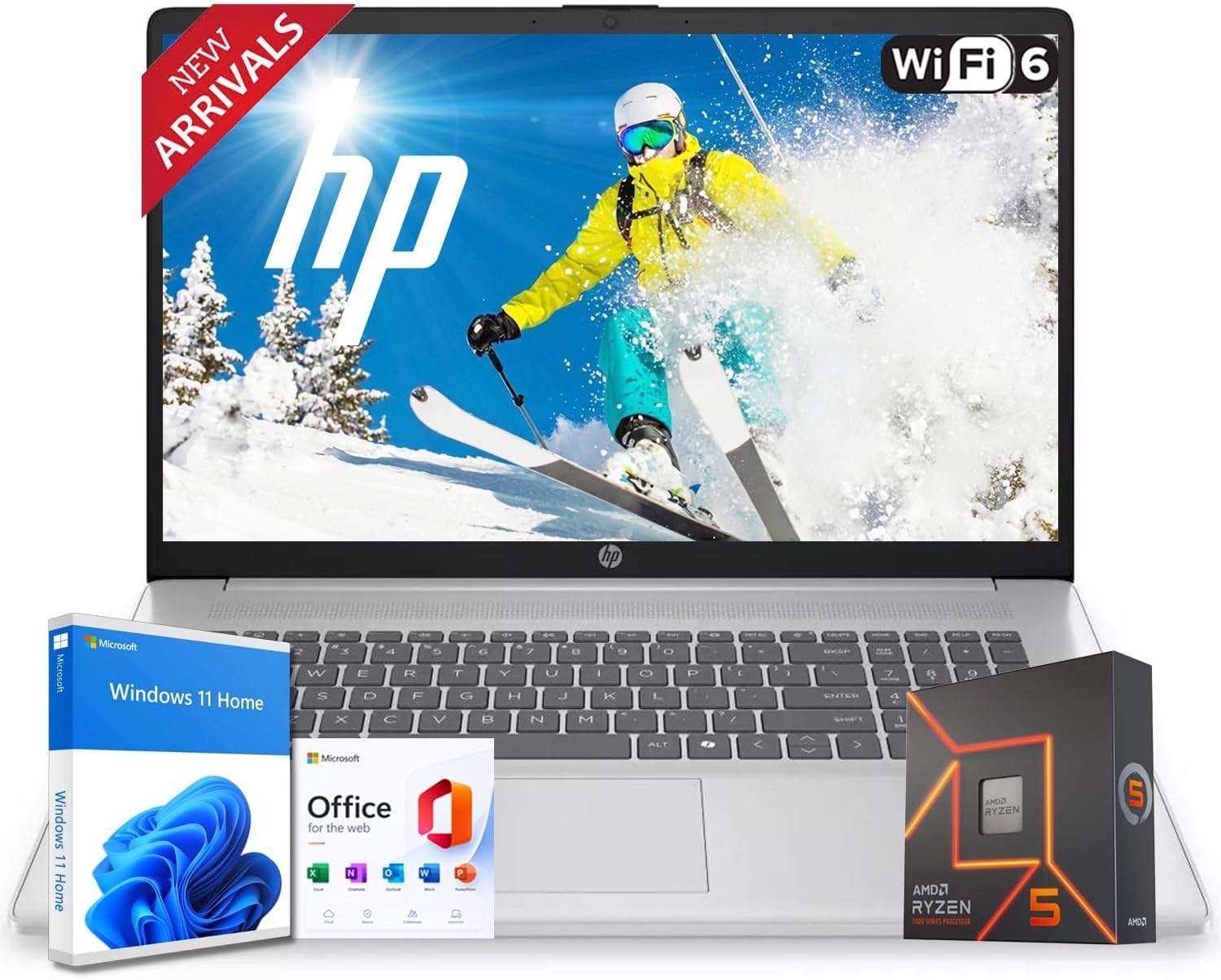 HP New Released 17.3" FHD Business Laptop(2026/2027Edition) with MS365 for Web, Powerful AMD Ryzen 5 7430U(Beats Core i7-1335U), 16GB RAM, 512GB PCIe, Ultra Quiet Design, Long Battery Life, Windows 11