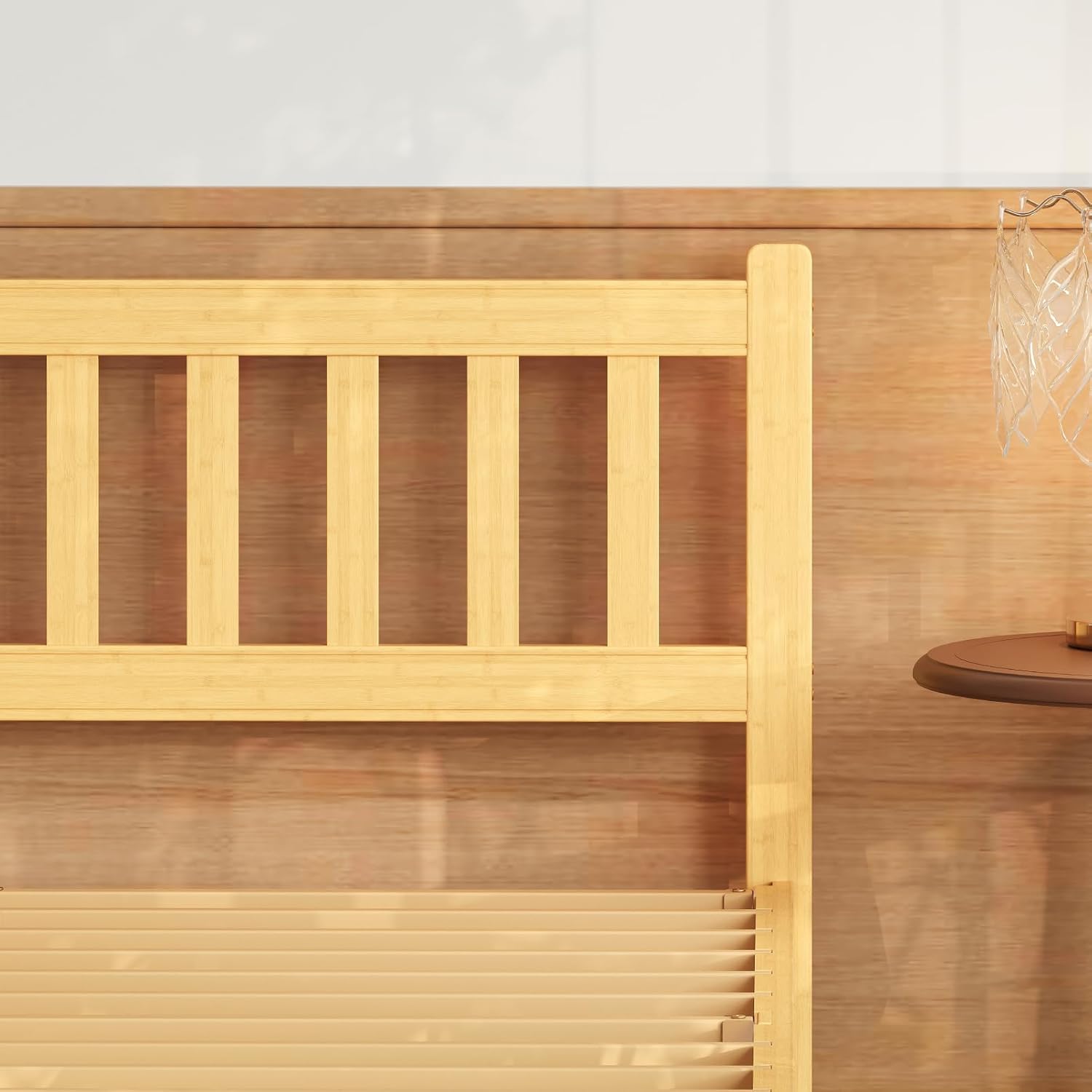 Askeld Wood Twin XL Bed Frame with Headboard, 14 Inch High Solid Bamboo Platform Bed No Box Spring Needed, Mid-Century Heavy Duty Bedframe, Easy Assembly, Noise Free
