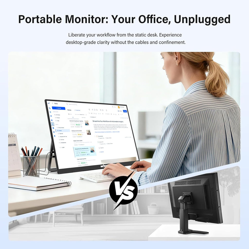 InnoView Large Portable Monitor 23.8inch FHD 1080P 144Hz USB-C, HDMI Computer Display HDR 100% sRGB IPS Gaming Monitor W/180°Adjustable DC Eyes Care Stand for Laptop PC MAC Phone PS4 Xbox Switch