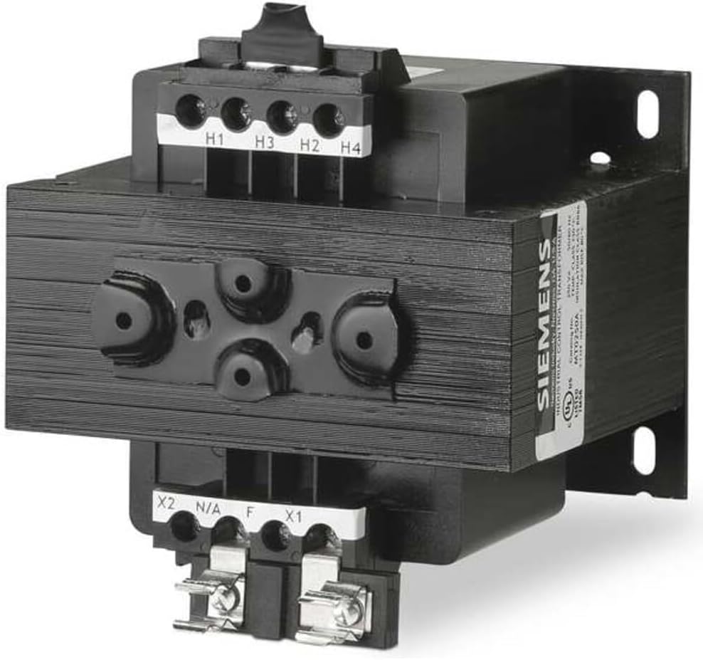 Siemens MT0200A Industrial Power Transformer, Domestic, 240 X 480, 230 X 460, 220 X 440 Primary Volts 50/60Hz, 120/115/110 Secondary Volts, 200VA Rating , Black