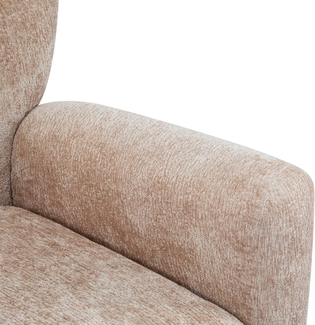Christopher Knight Home Lindy Wingback Accent Chair, Upholstered Armchair with Rounded Wooden Legs, Curved Backrest Single Sofa, Soft Cushion Seating, Comfy Lounge Chair for Living Room, Beige Brown