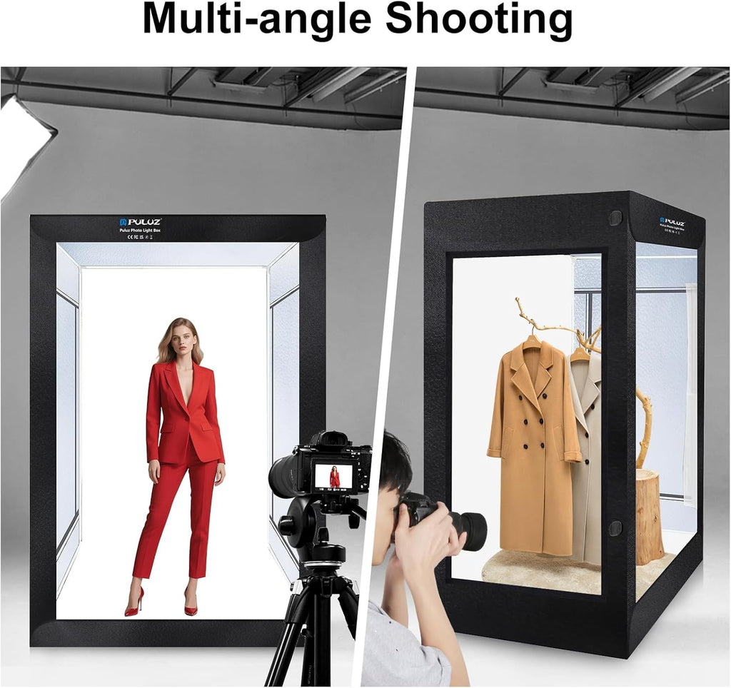 PULUZ Professional Large Photo Light Box Photography Studio, 47x31x78inch Large Lightbox Photo Video Continuous Lighting Softbox Shooting Tent Kit with 2 Colors PVC Backdrops