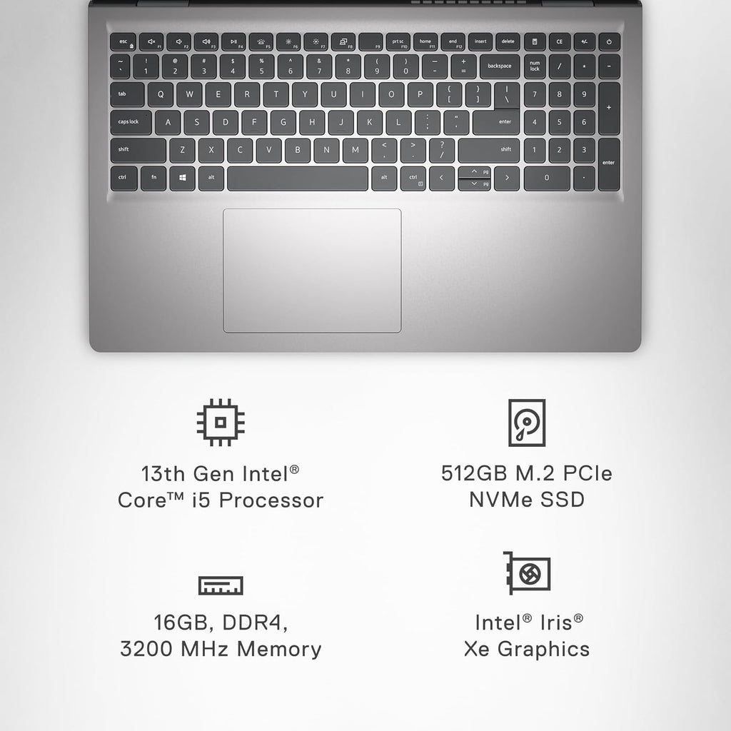 Dell Inspiron 3530 Laptop - 15.6-inch FHD 120Hz Display, Intel Core i5-1334U Processor, 16GB DDR4 RAM, 512GB SSD, Intel Iris Xe Graphics, Windows 11 Home, Migrate Services - Platinum Silver (Aluminum)