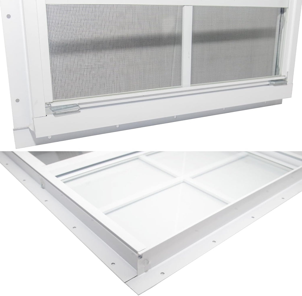 NeatiEase 2 Pack Shed Window, 24" x 36" Flush Mount Window with Tempered Glass and Fiberglass Screen for Shed, Chicken Coop, Playhouse, Household, Garage