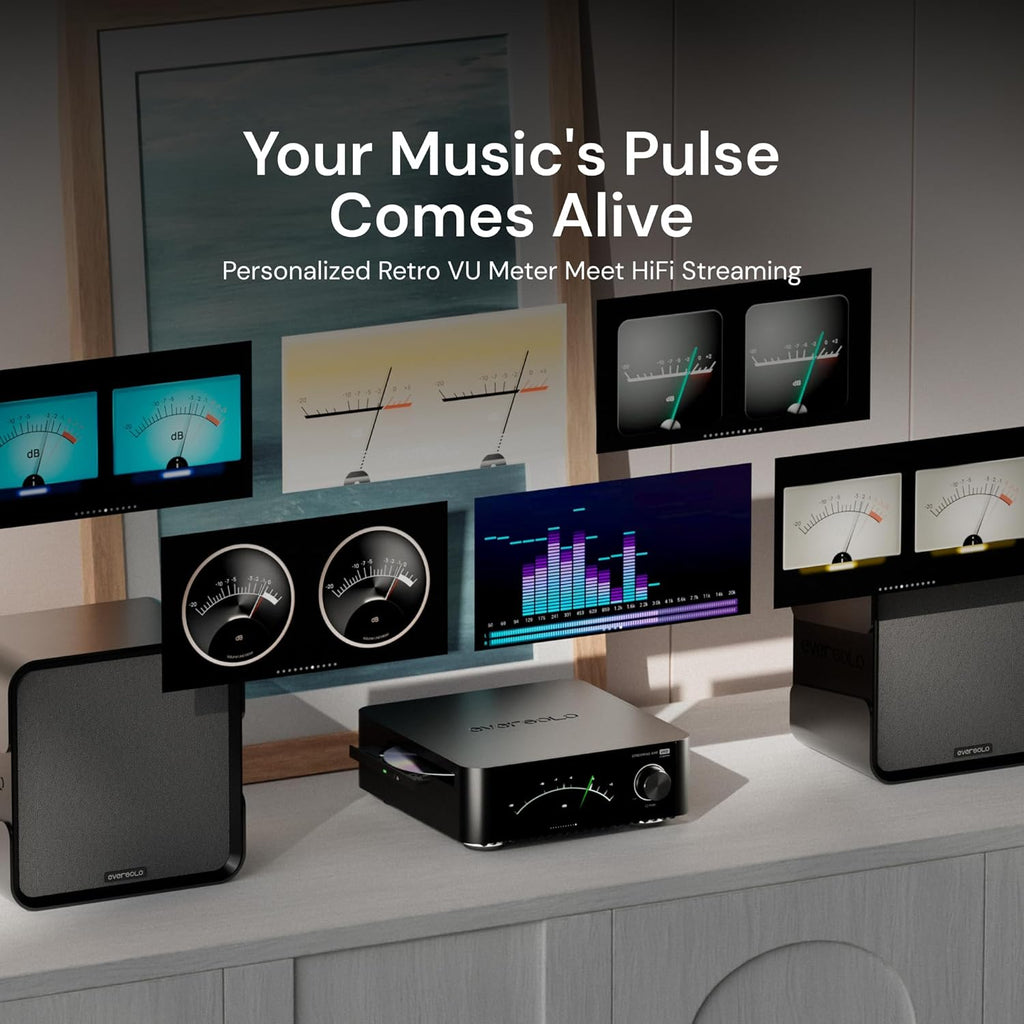 Eversolo Play | Music Streamer with DAC & Amplifier 60W×2ch(8Ω) / 110W×2ch(4Ω) | 5.5" LCD Touchscreen, Support Room Correction & Multi Room System, Stream Qobuz, Tidal&More | Black (CD Edition)
