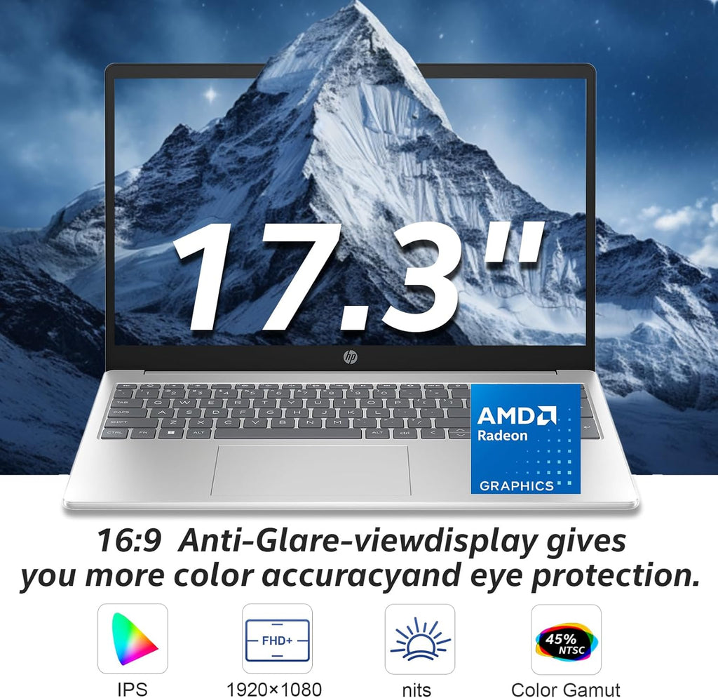 HP 17 inch laptops, AMD Ryzen 5 7430U(Beats i7-1165G7), 32GB RAM 1TB NVMe SSD Windows 11 Pro, 17.3" FHD IPS, Copilot AI, Numeric Keyboard, Type-c, Patented KB Kit