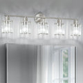 Crystal Bathroom Light Fixtures,Bathroom Lighting Fixtures Over Mirror, Modern 5-Light Brushed Nickel Vanity Lights for Mirror, Restroom,Kitchen(Ceramic E26 Socket,Bulbs Not Include)