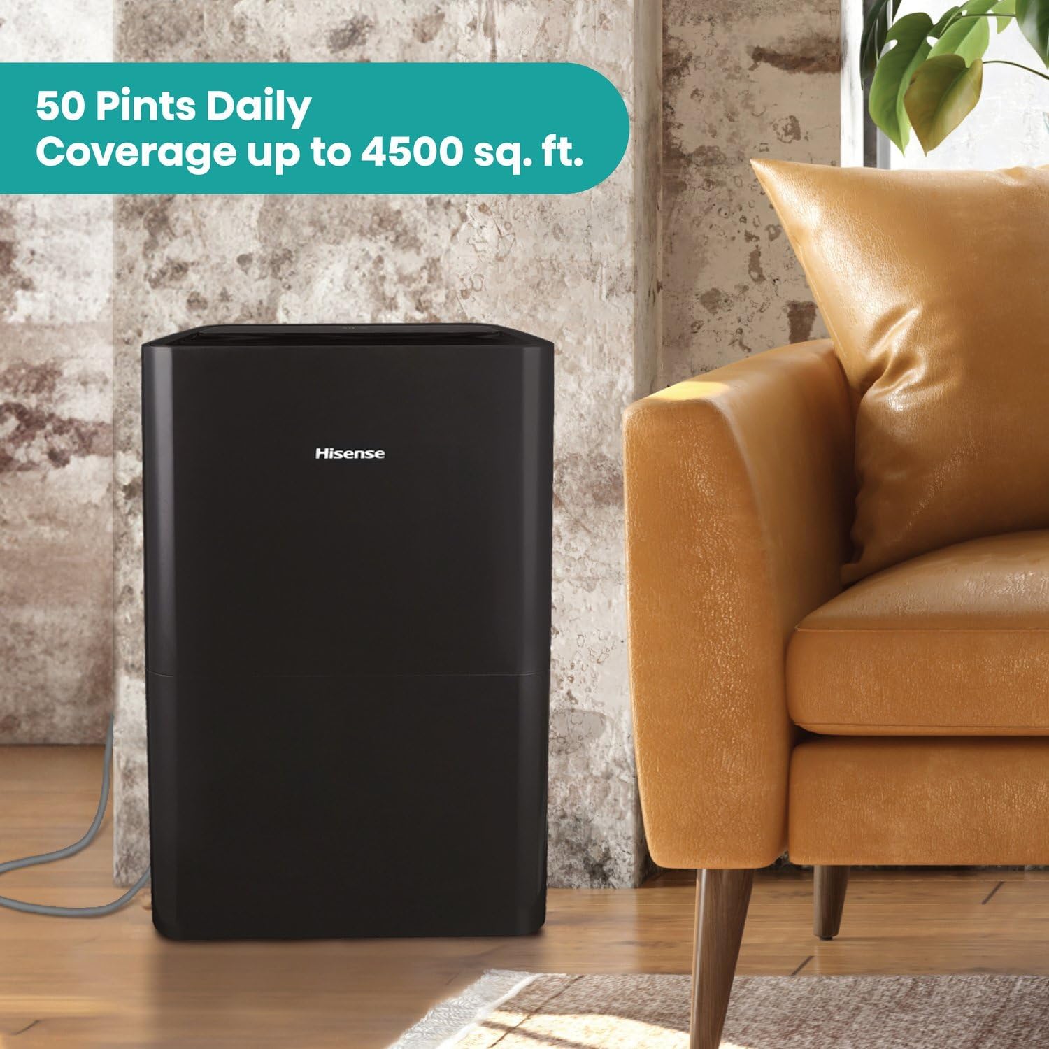Hisense 50 Pint Portable Dehumidifier with Built-In Pump in Black, Energy Efficient Quiet Humidity Absorber for Bathroom Bedroom Garage Attic Home House Crawl Space Closet